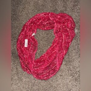 Charming Charlie Hot Pink Silver Metallic Infinity Scarf Sheer Lightweight Boho